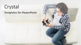  Presentation with pregnant woman - PPT layouts consisting of foetus - young beautiful happy pregnant woman background and a white colored foreground