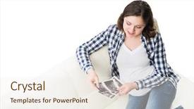  Presentation with pregnant woman - Theme enhanced with foetus - young beautiful happy pregnant woman background and a sky blue colored foreground