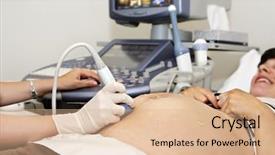  Presentation with pregnant woman - Colorful PPT theme enhanced with foetus - young pregnant woman receives backdrop and a coral colored foreground