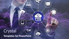  Presentation with fog computing - Cool new PPT theme with fog and edge cloud computing concept backdrop and a ocean colored foreground