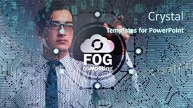  Presentation with fog computing - Slides featuring fog-and-edge-cloud-computing background and a ocean colored foreground