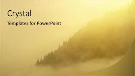  Presentation with luxury mountain nature - Colorful presentation theme enhanced with fog and mountain morning landscape backdrop and a blonde colored foreground