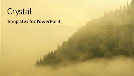  Presentation with fog - Amazing presentation design having fog and mountain morning landscape backdrop and a blonde colored foreground