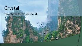  Presentation with lift - Slide set consisting of fog clouds with cable background and a light blue colored foreground