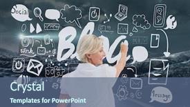  Presentation with road - Slide deck consisting of fog computing - business woman drawing background and a  colored foreground