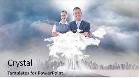  Presentation with business fog - Presentation theme featuring fog computing - digital composite of digitally generated background and a light gray colored foreground