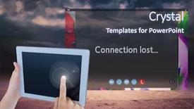  Presentation with fog computing - Theme featuring fog computing - digital composite of hand touching background and a tawny brown colored foreground