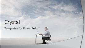  Presentation with fog computing - PPT theme having fog computing - man sitting at his desk background and a light gray colored foreground