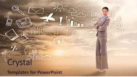  Presentation with fog computing - Slide set having fog computing - portrait of a gorgeous businesswoman background and a coral colored foreground