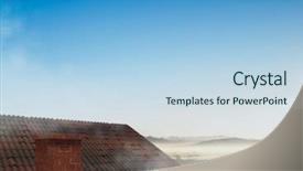  Presentation with roof - Amazing PPT theme having fog computing - roof with chimney and landscape backdrop and a sky blue colored foreground
