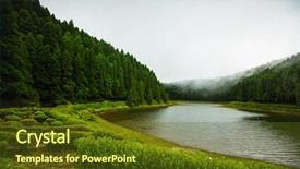  Presentation with seeing through fog - Presentation theme having fog creeping through the water background and a tawny brown colored foreground