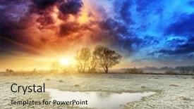  Presentation with climate change dramatic - Cool new presentation theme with fog field - frosted autumn meadow at dawn backdrop and a soft green colored foreground