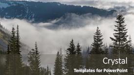  Presentation with fog - Presentation theme having fog-in-the-high-mountains background and a dark gray colored foreground