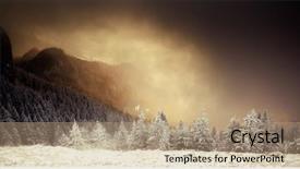  Presentation with happy new year - Theme featuring fog in the mountain background and a coral colored foreground