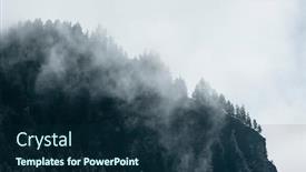  Presentation with dark forest landscape - Beautiful PPT theme featuring fog-in-the-pine-forest backdrop and a navy blue colored foreground