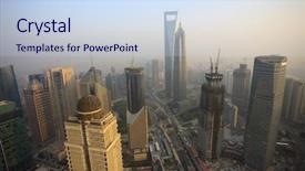  Presentation with china shanghai - Amazing theme having fog overcast sky and pollution backdrop and a sky blue colored foreground
