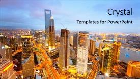  Presentation with china shanghai - Beautiful PPT layouts featuring fog overcast sky and pollution backdrop and a light blue colored foreground