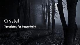  Presentation with asphalt road - PPT theme with foggy-asphalt-road-between-trees background and a wine colored foreground