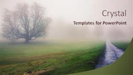  Presentation with foggy - Amazing presentation theme having foggy-autumn-day backdrop and a sky blue colored foreground
