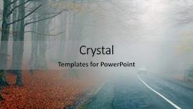  Presentation with road accident - Slides with foggy autumnal road background and a light gray colored foreground