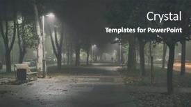  Presentation with avenue - Beautiful slide set featuring foggy avenue in the evening city backdrop and a dark gray colored foreground