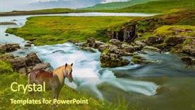  Presentation with foggy - Beautiful slide set featuring foggy day in iceland backdrop and a tawny brown colored foreground