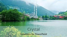  Presentation with foggy - PPT theme with foggy-day-in-uzungol-caykara background and a light blue colored foreground