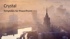  Presentation with foggy - PPT theme having foggy day over moscow background and a coral colored foreground