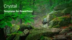  Presentation with stairs - Slide deck with foggy-landscape-of-stairs background and a forest green colored foreground