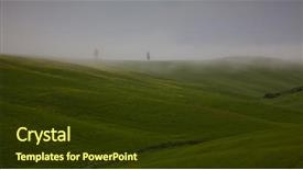  Presentation with solar tree evening landscape - Presentation design with foggy landscape with cypress trees background and a  colored foreground