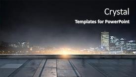  Presentation with foggy - Presentation theme having foggy modern city mixed media background and a wine colored foreground