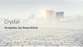  Presentation with foggy - Theme featuring foggy modern city mixed media background and a sky blue colored foreground