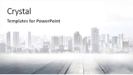  Presentation with foggy - Beautiful PPT theme featuring foggy modern city mixed media backdrop and a white colored foreground