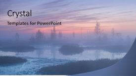  Presentation with swamp - Audience pleasing slides consisting of foggy morning at yelnya swamp backdrop and a light blue colored foreground
