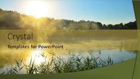  Presentation with morning sunrise - Presentation design consisting of foggy-morning-by-the-pond background and a yellow colored foreground