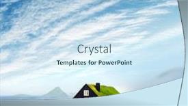  Presentation with denmark - Slide set with velbastadur village on streymoy island background and a sky blue colored foreground