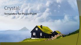  Presentation with sky blue - Cool new slides with foggy-morning-view backdrop and a light blue colored foreground