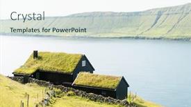  Presentation with denmark - Presentation design featuring foggy-morning-view background and a sky blue colored foreground