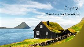  Presentation with denmark - Colorful presentation theme enhanced with foggy-morning-view backdrop and a light blue colored foreground