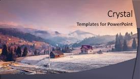  Presentation with pink sky - Amazing PPT theme having foggy morning with dramatic pink backdrop and a coral colored foreground