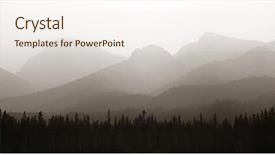  Presentation with banff national park - Presentation theme consisting of foggy mountain forest in banff national park background and a sky blue colored foreground