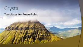  Presentation with mountain view - PPT layouts with foggy-mountain-peaks-and-clouds background and a light blue colored foreground