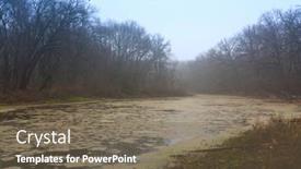  Presentation with mystical - Cool new PPT theme with foggy-mystical-landscape backdrop and a violet colored foreground