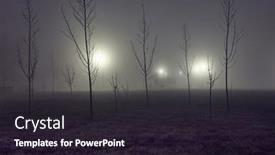  Presentation with lamps - Slides featuring foggy-park-at-night background and a wine colored foreground