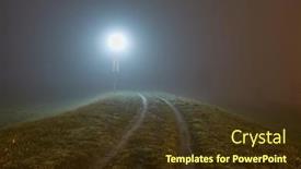  Presentation with fog - Presentation design enhanced with foggy-park-road-at-night background and a tawny brown colored foreground