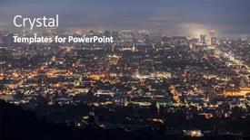  Presentation with los angeles - Presentation theme featuring foggy-predawn-twilight-view background and a gray colored foreground