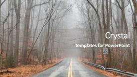  Presentation with foggy forest - Audience pleasing theme consisting of foggy road into the autumn backdrop and a gray colored foreground