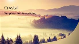  Presentation with mountain - Audience pleasing PPT theme consisting of foggy rural scene - beautiful sunny day is backdrop and a lemonade colored foreground