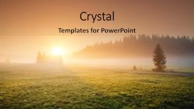  Presentation with pasture - PPT theme with foggy rural scene - idyllic misty pasture background and a coral colored foreground