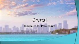  Presentation with miami beach - Colorful PPT theme enhanced with foggy skyline from miami beach backdrop and a lemonade colored foreground